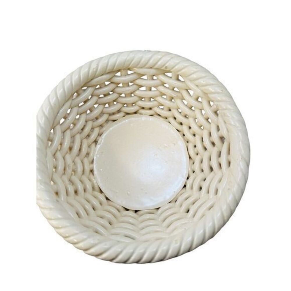 Vintage Decor White Basket Weave Lattice Bowl Made in Spain By Hispania CH - Picture 11 of 12